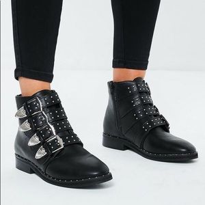 Missguided Studded Buckle Booties